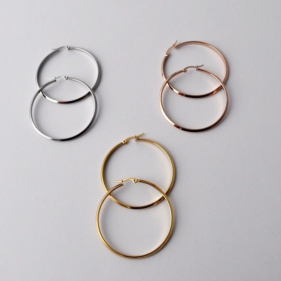 Rose Gold Hoop Earrings - Picture 4 of 4